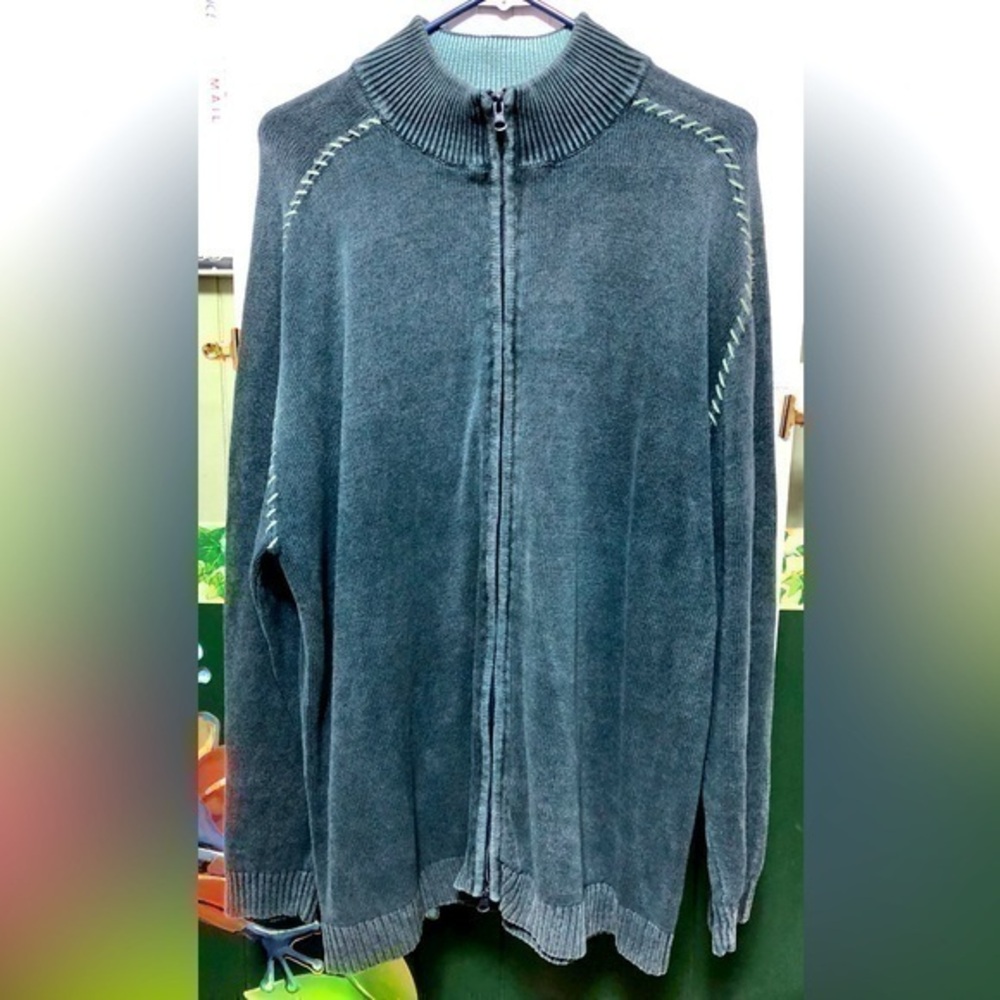 🌷VINTAGE BKE two tone Blue Long Sleeve Full Zip Sweater